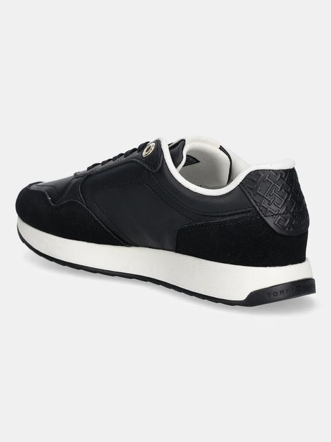 Tommy Hilfiger sneakersy skórzane MONOGRAM MIX MATERIAL RUNNER damskie kolor czarny FW0FW09267
