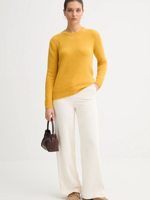 United Colors of Benetton sweter wełniany damski kolor żółty lekki - zdjęcie produktu nr 2