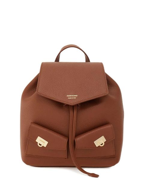 Ferragamo geometric-flap drawstring backpack - Brown - zdjęcie produktu nr 1