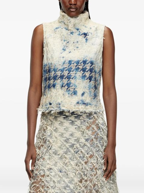 Diesel denim houndstooth vest - White