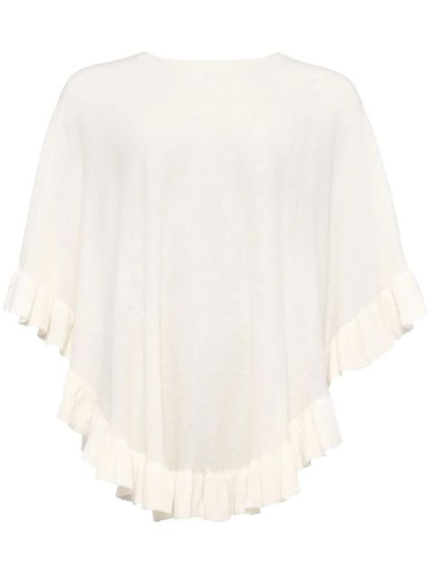 ERES Edgar ruffled fine-knit poncho - White - zdjęcie produktu nr 1