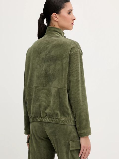 Banana Moon bluza welurowa Quandary damska kolor zielony gładka GAVIN.QUANDARY