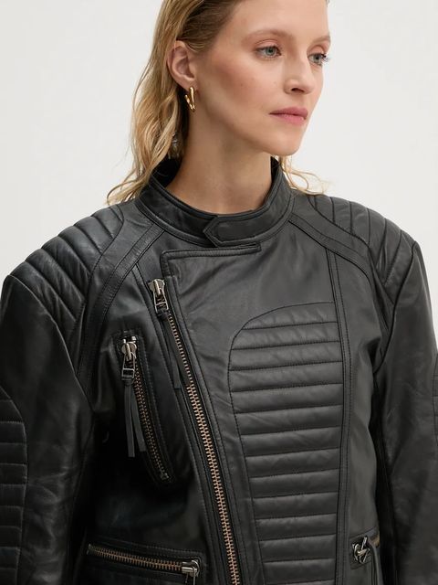 MUNTHE ramoneska skórzana TWEEKIE damska kolor czarny przejściowa 243152224304