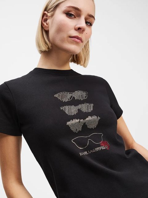 Karl Lagerfeld t-shirt bawełniany damski kolor czarny A2W17103
