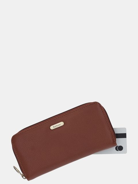 Barbour portfel skórzany damski kolor brązowy LLG0038