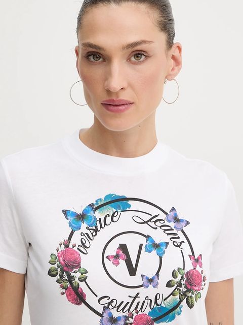 Versace Jeans Couture t-shirt bawełniany damski kolor biały 79HAHP01 CJ01P