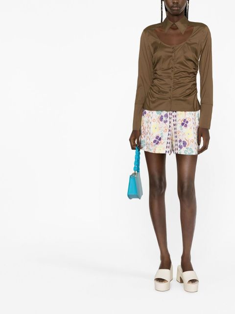 GANNI cut-out longsleeved shirt - Brown