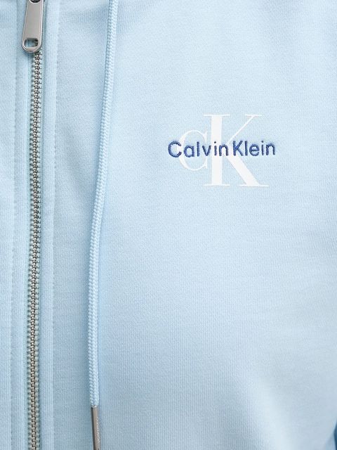 Calvin Klein Jeans bluza damska kolor niebieski z kapturem z nadrukiem LV047B270G