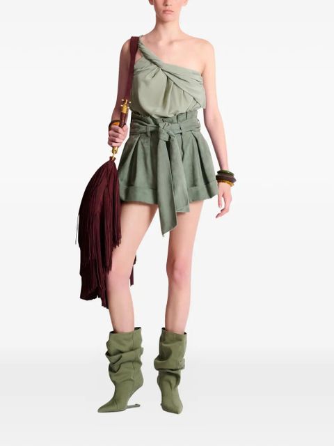 Balmain self-tie leather shorts - Green - zdjęcie produktu nr 2
