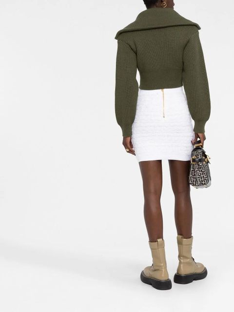 Balmain fitted tweed mini skirt - White