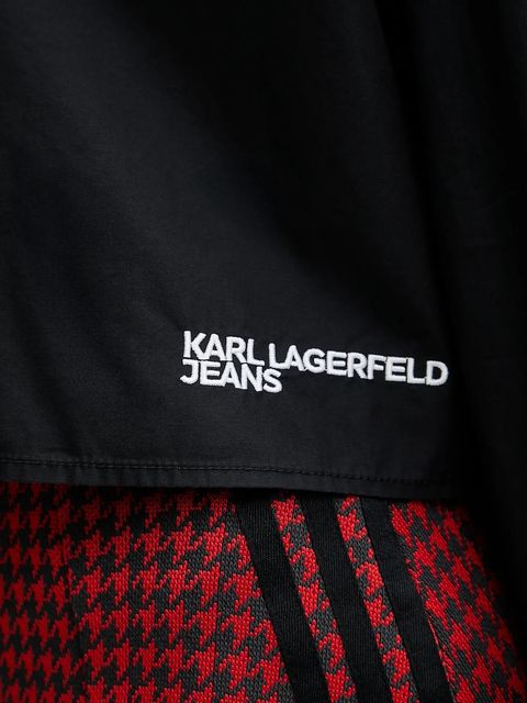Karl Lagerfeld Jeans koszula bawełniana damska kolor czarny regular z kołnierzykiem klasycznym B1W11027