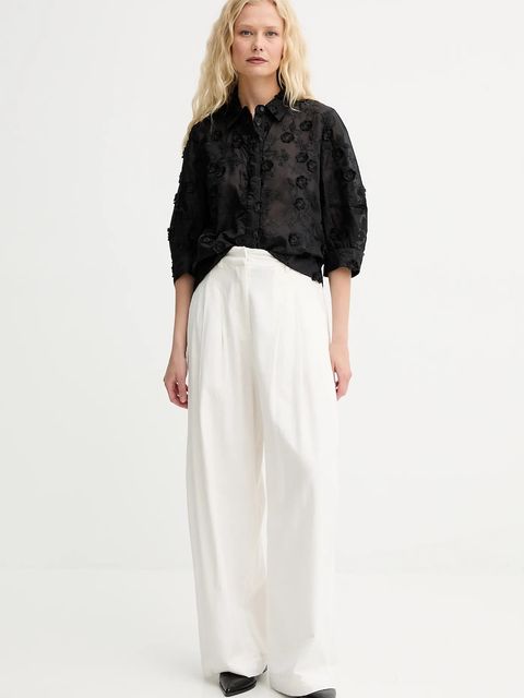 MUNTHE koszula PUST damska kolor czarny regular z kołnierzykiem klasycznym 252101725225 - zdjęcie produktu nr 2