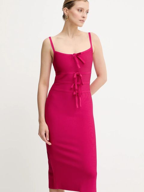 Herve Leger sukienka Alicia kolor różowy midi dopasowana HBB8524977