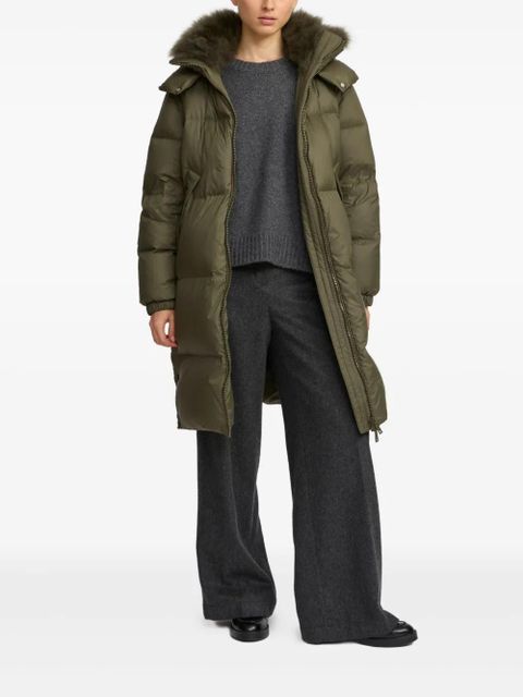 Yves Salomon lambshearling-trimmed hooded coat - Green
