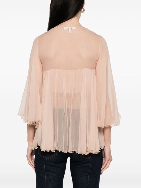 Chloé pleated silk top - Neutrals