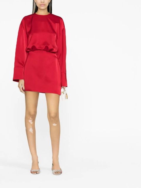 The Attico long-sleeve satin dress - Red