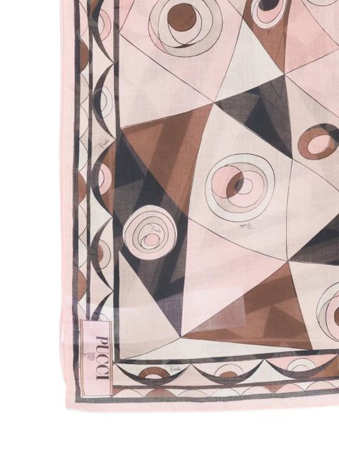 PUCCI geometric cotton scarf - Brown