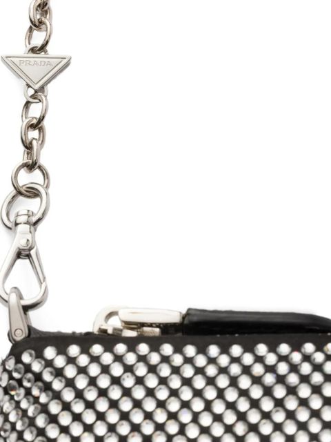 Prada mini crystal-studded cross body bag - Silver