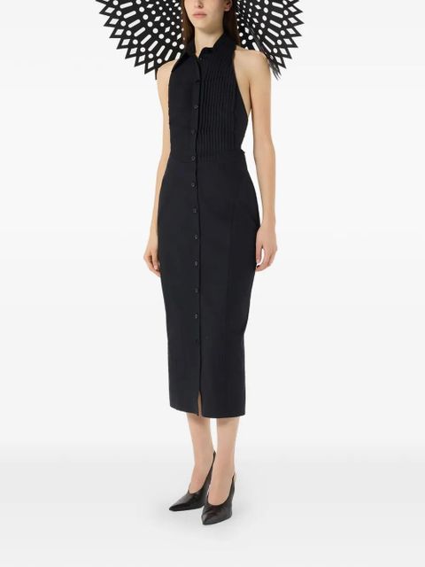 Blumarine plissé button midi dress - Black