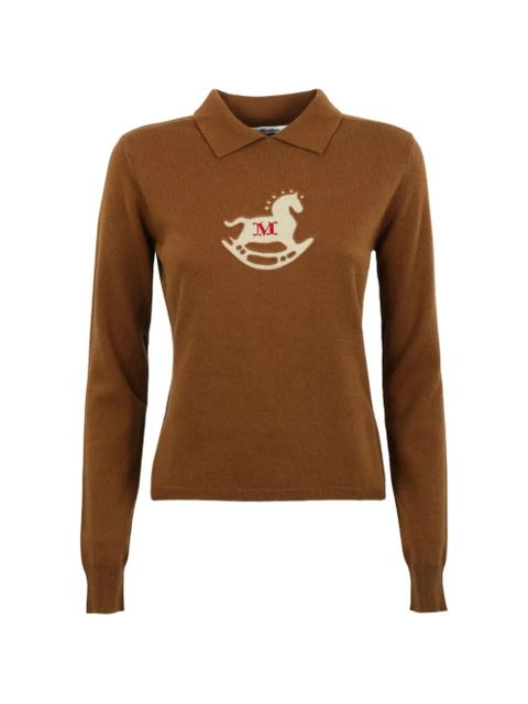 Max Mara jacquard embroidered knitted top - Brown - zdjęcie produktu nr 1