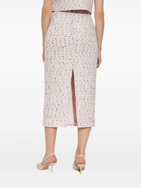 Self-Portrait tweed straight skirt - Pink