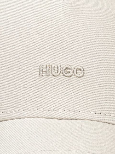 HUGO czapka z daszkiem bawełniana kolor beżowy z aplikacją 50519255 - zdjęcie produktu nr 2