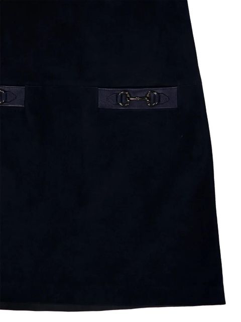 Gucci halterneck leather-trimmed suede mini dress - Blue