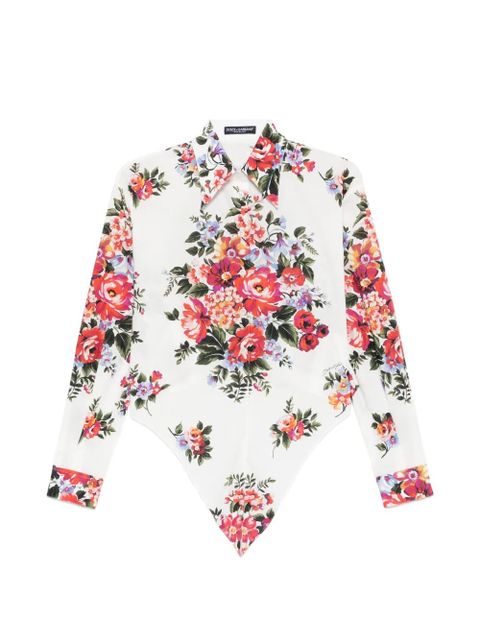 Dolce & Gabbana floral-print long-sleeve shirt - White - zdjęcie produktu nr 1