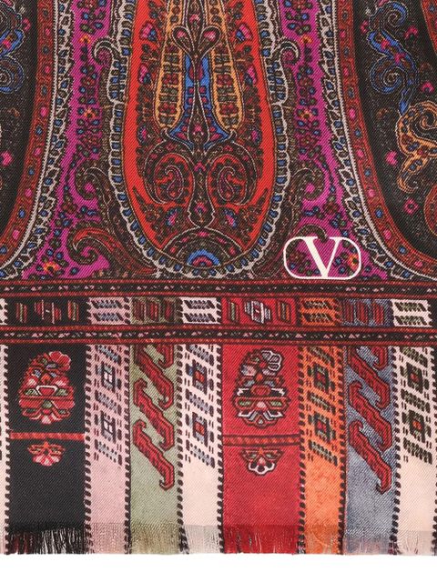 Valentino Garavani paisley-pattern fringed scarf - Red - zdjęcie produktu nr 2
