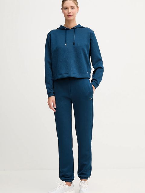 Guess bluza PEONY damska kolor niebieski z kapturem gładka V5YQ04 KBSL2