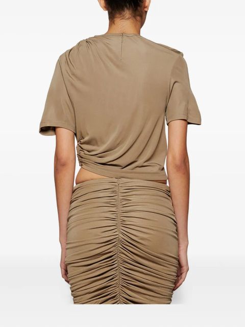 Christopher Esber ruched ring-detail tee - Neutrals