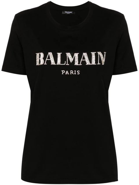 Balmain crystal-logo cotton T-shirt - Black - zdjęcie produktu nr 1