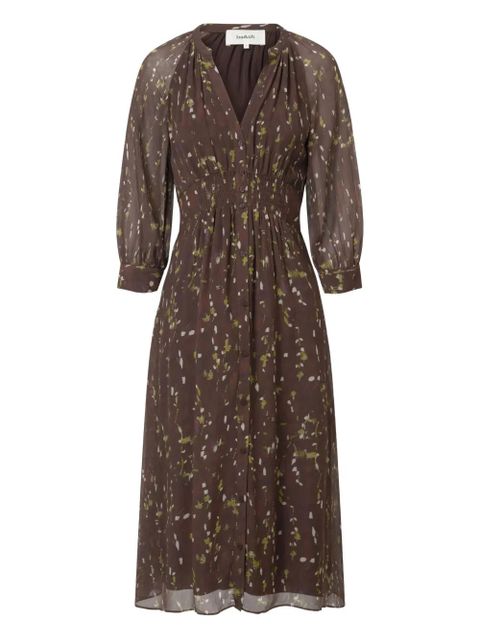 Ba&Sh abstract-print smocked dress - Brown - zdjęcie produktu nr 1