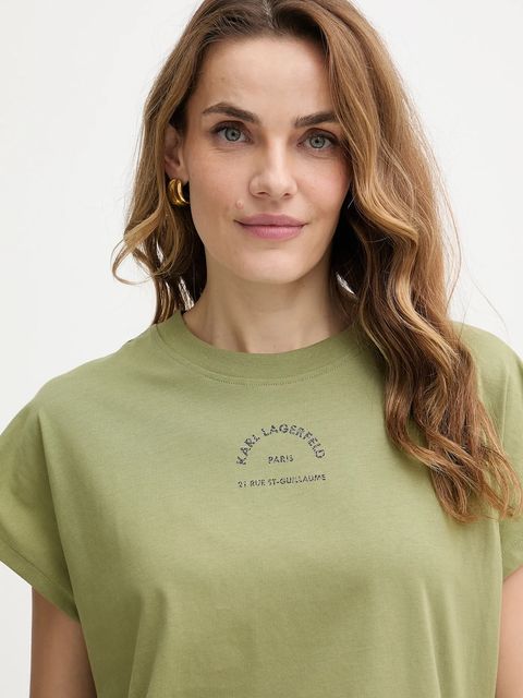 Karl Lagerfeld t-shirt bawełniany damski kolor zielony B1W17032