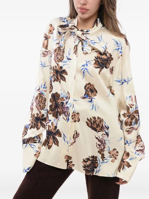 Jil Sander floral self-tie shirt - Neutrals - zdjęcie produktu nr 1