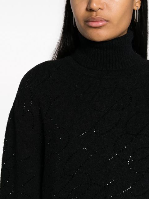 Blumarine crystal-embellished knitted jumper - Black