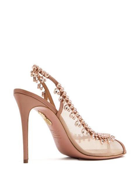 Aquazzura 105mm open-toe slingback heeled pumps - Neutrals