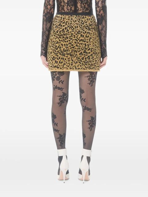 Valentino Garavani leopard-print lurex mini skirt - Yellow