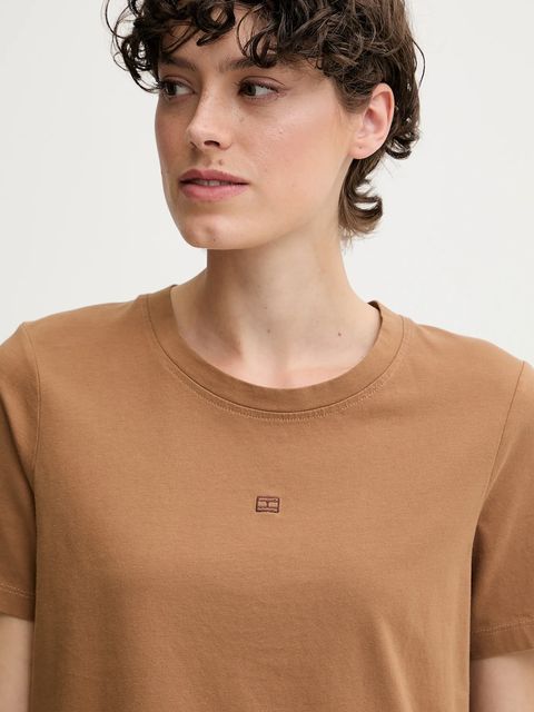 Tommy Hilfiger t-shirt bawełniany damski kolor brązowy WW0WW45626