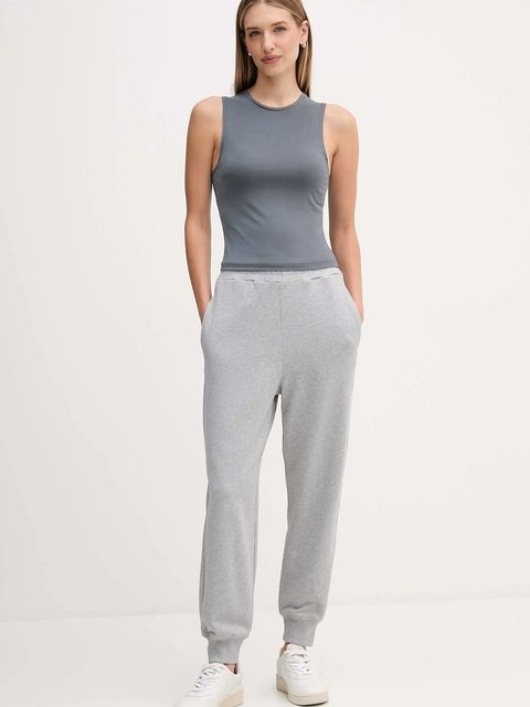 United Colors of Benetton spodnie dresowe bawełniane damskie kolor szary gładkie 3UNIDF01A