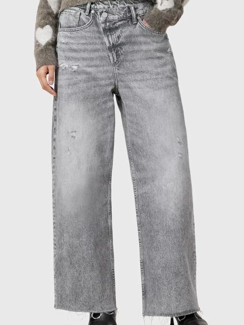AllSaints jeansy bawełniane AKI damskie high waist W052EC