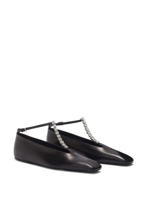 Jil Sander crystal-embellished leather ballerina shoes - Black - zdjęcie produktu nr 2