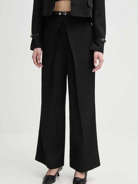 ISABELLE BLANCHE spodnie z domieszką lnu damskie kolor czarny proste high waist IS25SS-P059-T004 - zdjęcie produktu nr 1