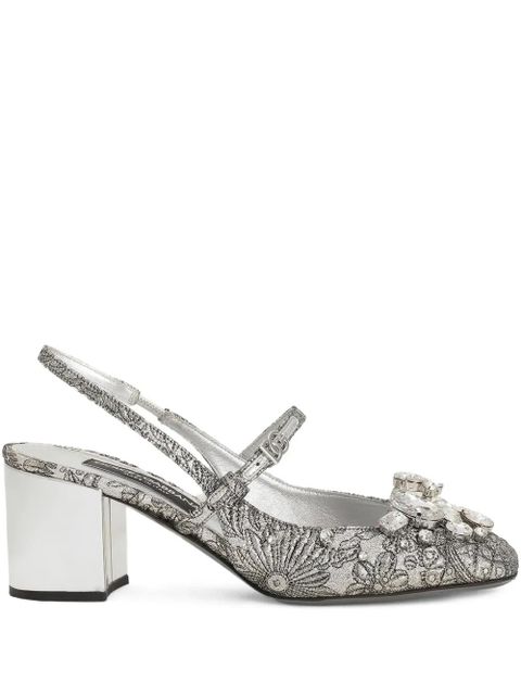 Dolce & Gabbana 60mm embroidery slingback pumps - Silver - zdjęcie produktu nr 1
