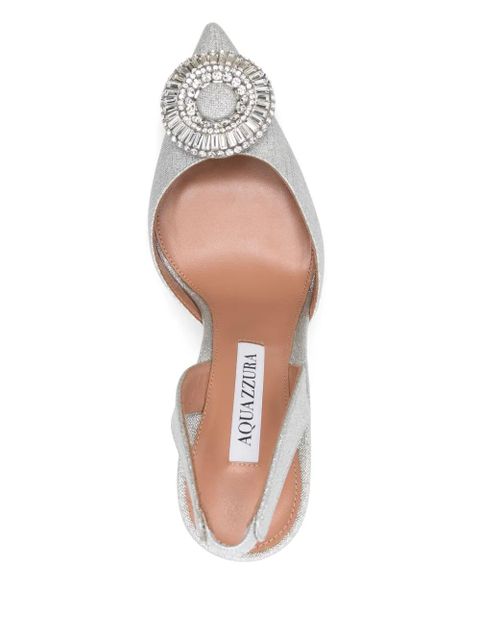 Aquazzura 105mm Crystal Hoop Sling pumps - Silver