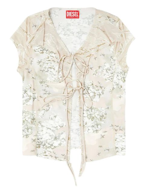 Diesel T-Afrymy lace-up floral top - Neutrals - zdjęcie produktu nr 1