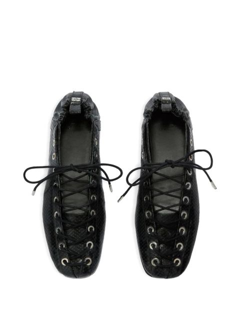 GANNI eyelets lace-up ballet flats - Black