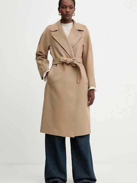 Weekend Max Mara płaszcz wełniany RESINA kolor zielony 2525016102600 - zdjęcie produktu nr 2