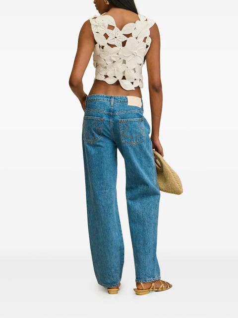 Cult Gaia Harrington flower-lace sleeveless top - White