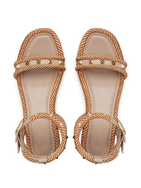 Valentino Garavani 45mm Rockstud flatform sandals - Neutrals